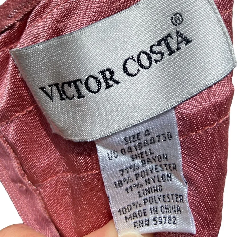 Victor Costa Tiered Ruffle Sheath Dress‎ Shimmer Pink Blush 4